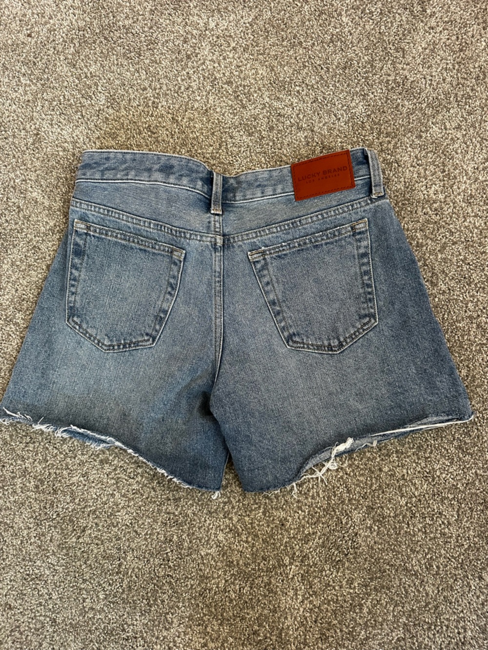 Lucky Brand Denim Boyfriend Shorts | Distressed Raw Hem | Size 6/28 | Mid Rise - Picture 2 of 6